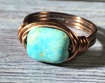 Jade /& Jasper Stone Wire Wrapped Ring