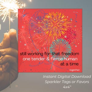 Étiquette, support, cadeau ou pochette scintillant du 4 juillet à imprimer | carte lumineuse ou étiquette-cadeau | Développement communautaire, Force Résilience | 4x4