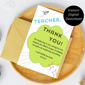 Lehrer Wertschätzung Karte Printable | Danke Lehrer Grußkarte | Back to School oder Schuljahresende Download | Elementar | 5x7
