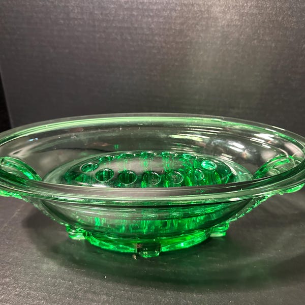 Owalna miska szklana Heisey z żabą kwiatową