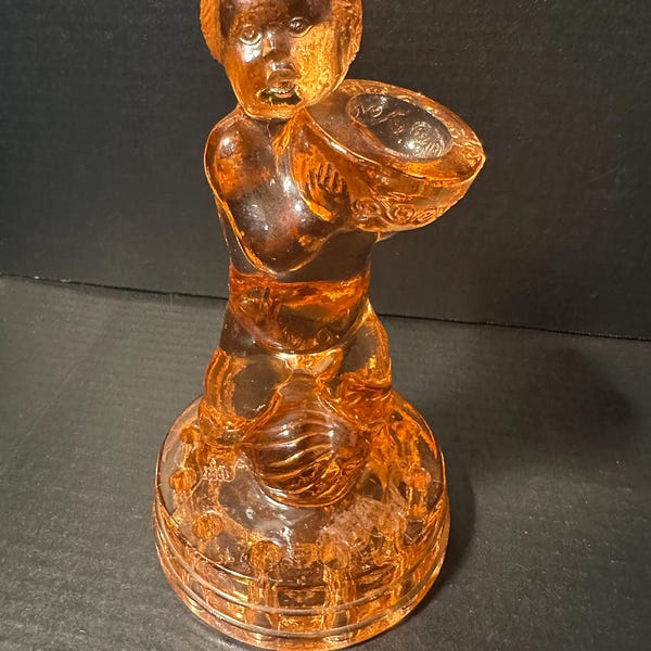 Cambridge Glass Rzadki różowy kwiat żaby Melon Boy