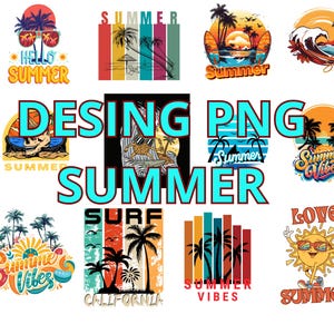 Summer Vibes PNG: Beach Clipart, Tropical T-Shirt Design (Digital Download)