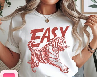 Vintage Easy Tiger Png, Retro Boho Distressed Tiger Png, Easy Tiger Png, trendiges Design, Vintage Tiergrafik Png, Hippie Png, sarkastisches Design