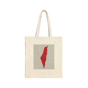 Palestine Map Cotton Canvas Tote Bag - Palestinian Pride Market Shopper, Keffiyeh Print Tote Bag, Gift for Activists, Political Statement