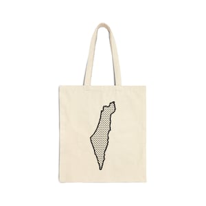 Palestine Map Cotton Canvas Tote Bag - Palestinian Pride Market Shopper, Keffiyeh Print Tote Bag, Gift for Activists, Political Statement