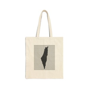 Palestine Map Cotton Canvas Tote Bag - Palestinian Pride Market Shopper, Keffiyeh Print Tote Bag, Gift for Activists, Political Statement