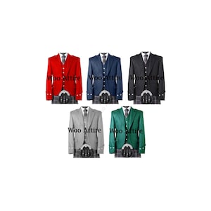 Scottish Wool argyle Kilt Jacket & Vest - Men's Wedding Jacket For Men