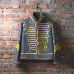 Ro Rox Veste Défilé Parade Militaire de Femme Fausse Fourrure - Noir et Brun (S), Noir & Brun, 36