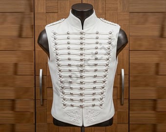 Adam Ant Style Hussar Waistcoat: Mens Military Steampunk Vest, Gothic Costume Napoleonic Style
