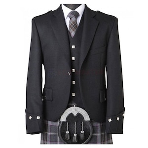 Schottische Kilt-Jacke aus reiner Wolle mit Weste für Männer - Brustweite 96 bis 145