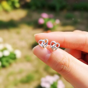 Silver Plated Spiral Heart Stud Earrings Dainty Everyday Jewelry Gift for Women