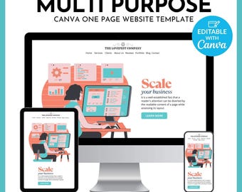 Canva Website Template: Multi-Purpose Landing Page for Coaches, Creatives (Digital Download)