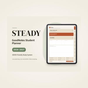 GoodNotes Student Planner 2026–2027 | ADHD Academic Study Planner | Digital iPad PDF
