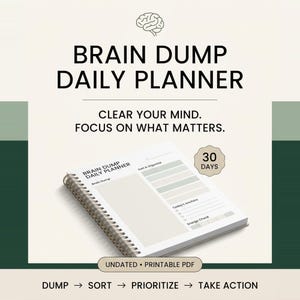 ADHD Brain Dump Planner | Printbare Brain Dump | Dagelijkse planner voor ADHD | Planner voor executieve disfunctie | Planner zonder datum (PDF)