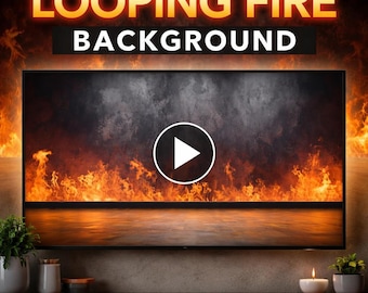 Fireplace Video Background Loop | Flames Animated Seamless Loop | Cozy Ambient Fire & Smoke Visual for Streaming, Events, YouTube
