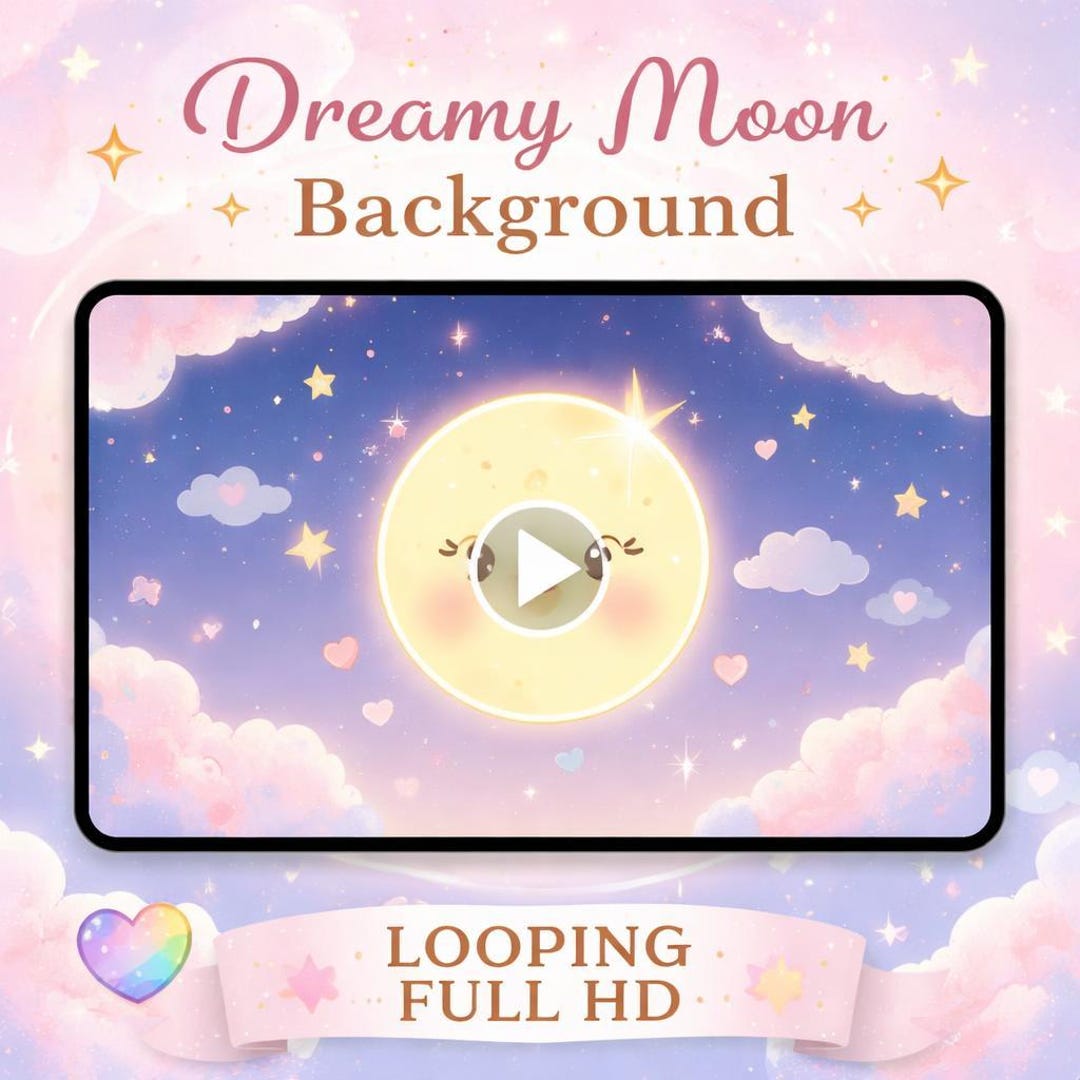 Kawaii Moon Background Loop | Night Sky Animated Video, Space Loop ...