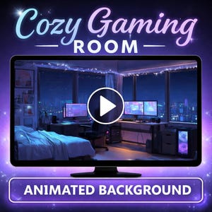 Anime Cozy Gaming Room Animated Background | Lofi Streamer, VTuber Ambience (MP4)