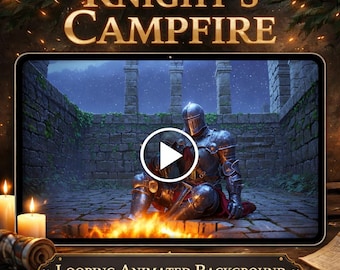 Medieval Knight Campfire Loop | Seamless Animated Background Video | Fantasy Motion Background for Streams, YouTube, VJ, Overlays