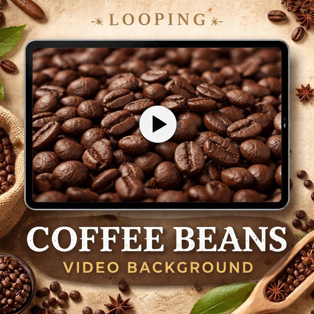 Coffee Animation Sticker Background Coffee Background Loop Animation | Abstract Seamless Beans Video | Cozy ...