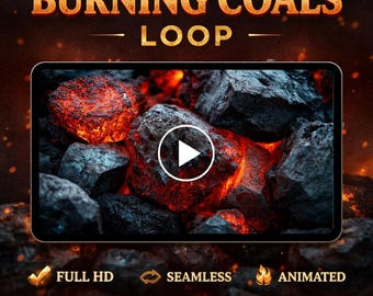 Glowing Hot Coals Fireplace Loop | Seamless Animated Background Video | Fire & Smoke | Warm Ambient Video Background