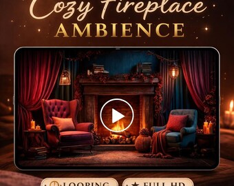 Fireplace Loop Video | Cozy lo-fi animated background | Seamless loop video background for ambience and study