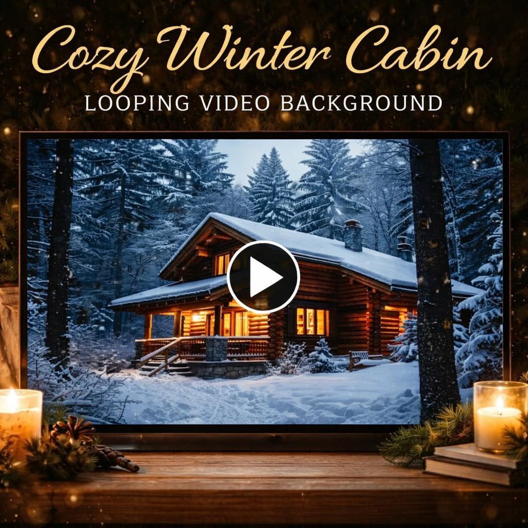 Cozy Winter Cabin Snow Loop | Animated Background, Winter Video, Lofi ...