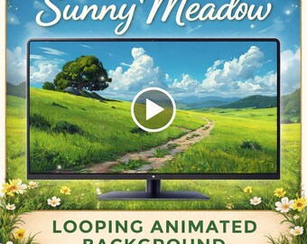 Sunny Meadow Background Loop | Path Animation, Seamless Video | Anime Kawaii Aesthetic, Relaxing Video Background