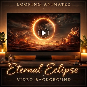 Feuerring Sonnenfinsternis Schleifenanimation | Nahtloser animierter Hintergrund, Himmelsring Video | Weltraum-Hintergrund für Bearbeitungen und Dateien Bild 1