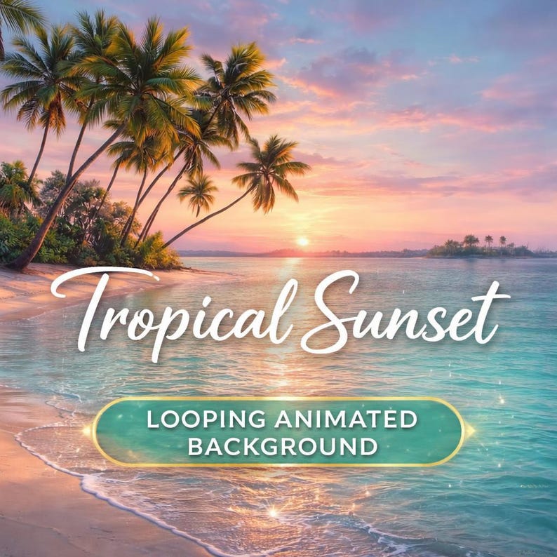 Sunset Loop Tropical Beach Sunset Loop Video | Ocean Background, Animated ...