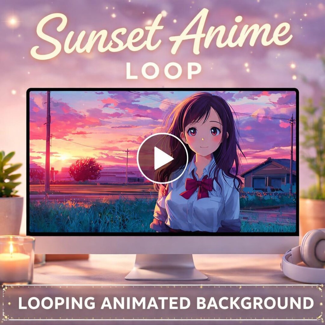 Sunset Loop Anime Sunset Loop | Kawaii Schoolgirl Animated Background (MP4 Video ...