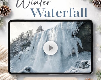 Frozen Waterfall Winter Loop | Seamless animated background, snow, cozy ambience | Frozen video for screens & decor
