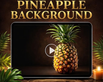 Tropical background loop video | Pineapple animated ocean beach scene | Seamless video background for YouTube, streaming, events