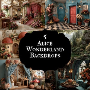Alice in Wonderland Backdrop: Whimsical Storybook Photography (Digital Download, 6000x4000px, 6 JPGs)