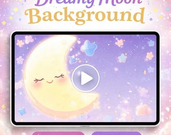Kawaii Moon Nursery Loop Video | Cute night sky animated backdrop, space loop, moon background | Baby room, streaming, YouTube