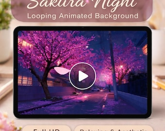 Tokyo Sakura Night Street Loop | Aesthetic anime background, cozy ambience | Animated video for streams, VTubers, overlays