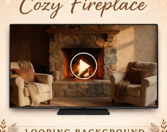 Fireplace Loop Video Background | Cozy animated background, seamless loop | Lofi ambience, virtual background, forest & nature