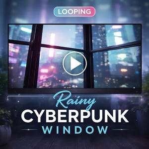 Regnerische Stadt Fenster Loop Video | Neon Cyberpunk regen Hintergrund | Animierter Loop für Sci-Fi Streams und Videos