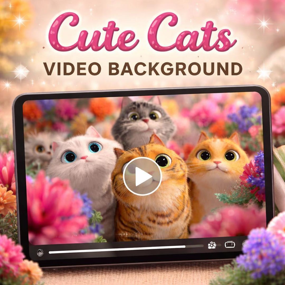 Cute Cats Animated Loop Video | Seamless Abstract Background, Pets ...
