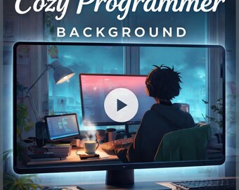 Cyberpunk background | Neon city loop, coder desk video, cozy lo-fi animated backdrop | Stream, study, VTuber scenes