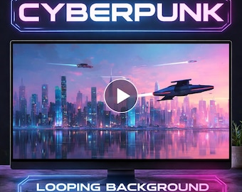Cyberpunk City Skyline Loop | Futuristic Neon Rain Background Video | Animated Backdrop for Sci‑Fi Edits and Streams