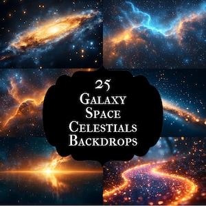 Starry Night Sky Digital Backdrop: Galaxy Celestial Photo Overlays (25 JPGs, 6000x4000px)