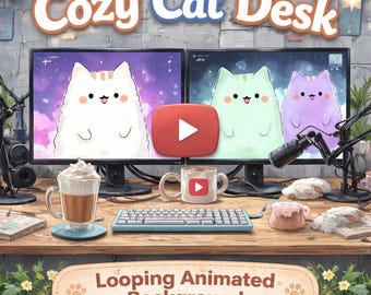 Kawaii Cat Streaming Background | Cute Animated Loop Video | Anime Pets Aesthetic for Streamers and VTubers