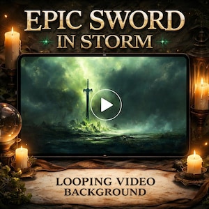 Animierter Sturm Hintergrund Schleife | Fantasy Schwert Sturm Video | Regnerischer Ozean Hintergrund für Streams & Overlays