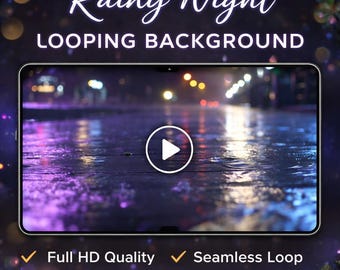 Stadtregen Loop Stimmungsvolle Straßenreflexion Animierter Hintergrund (MP4)