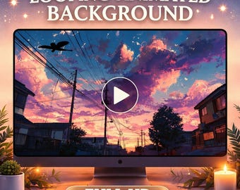 Anime Sunset Sky Loop Video | Cloud Animation, Night Sky, Kawaii Aesthetic | Animated Background for Streams, YouTube, VJ Visuals