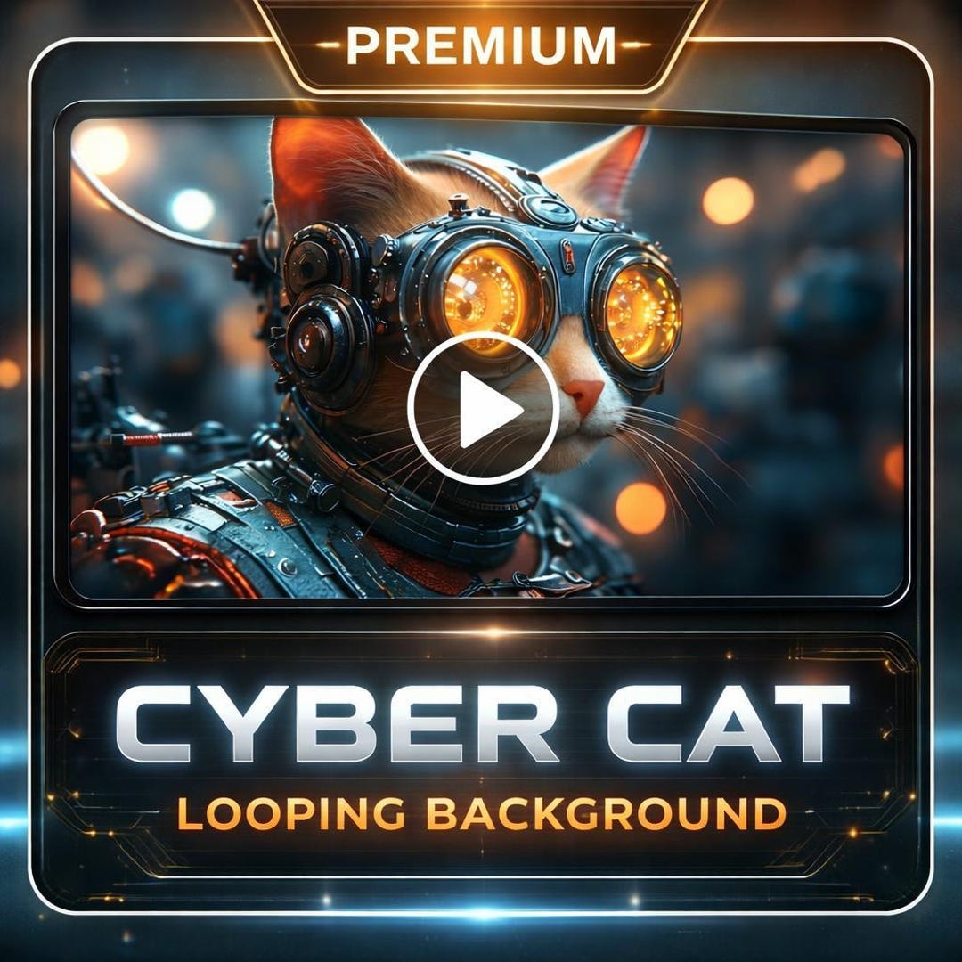 Steampunk Cat Loop Animation | Industrial Cyber Cat Background (digital ...