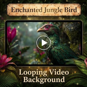 Animación en bucle de la selva tropical / Vídeo de fondo de aves y océano / Fondo animado sin fisuras para escenas de fantasía y magia