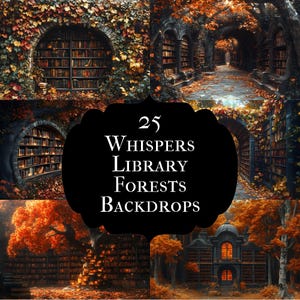 Enchanted Forest Library Digital Backdrop Collection, Whimsical Bookcase Backgrounds for Photographers, Fantasy Photography Overlays