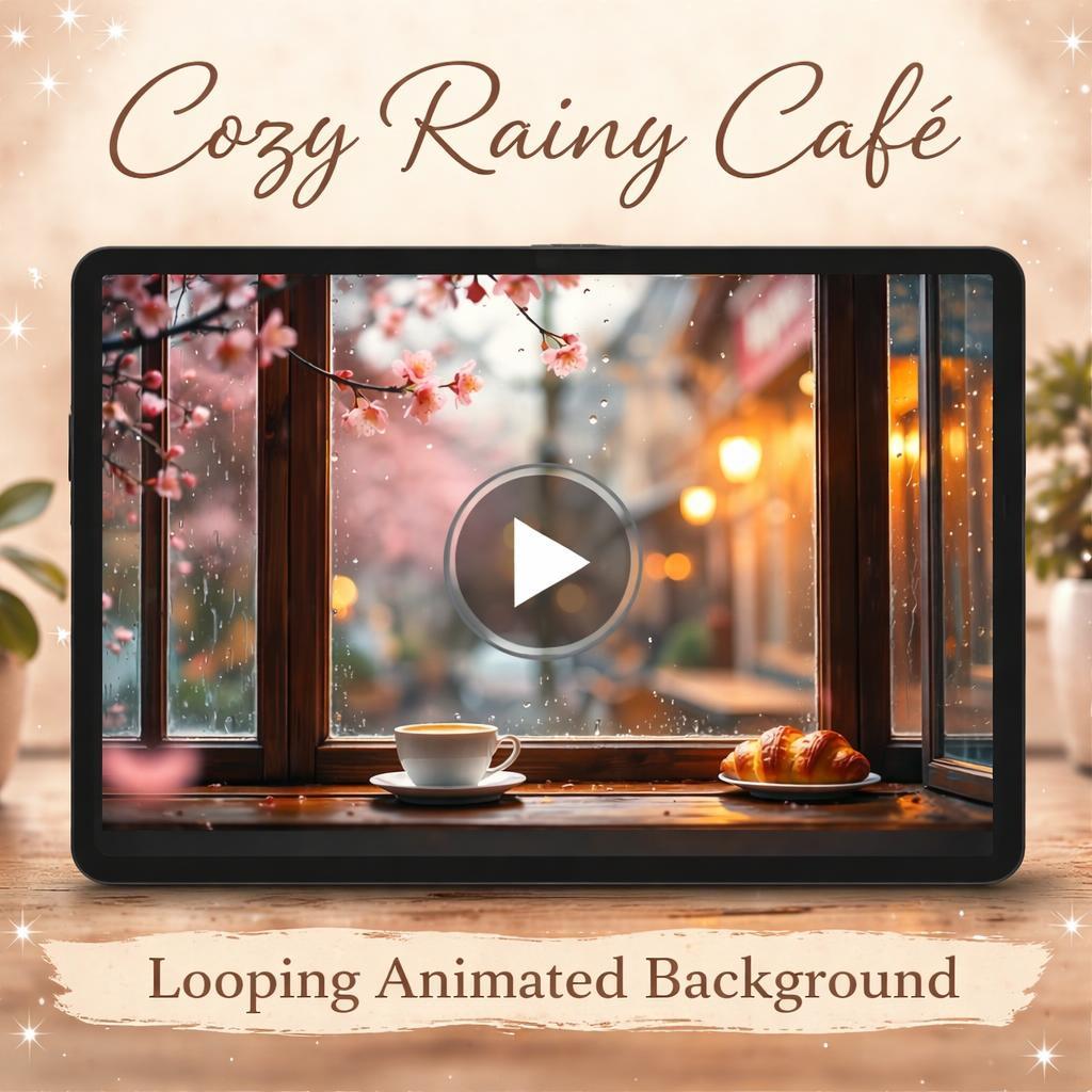 Window Cafe Backdrop Rainy Cafe Window Ambience | Cozy Lofi Animated Background, Seamless ...