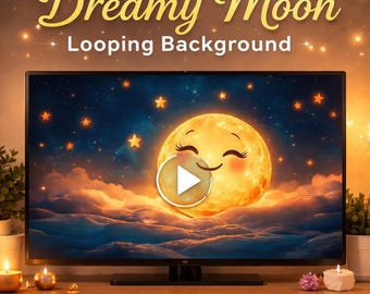 Moon Background Animated Loop | Cute Smiling Night Sky Video | Space Loop for Streaming, Overlays, VJ, Twitch, YouTube